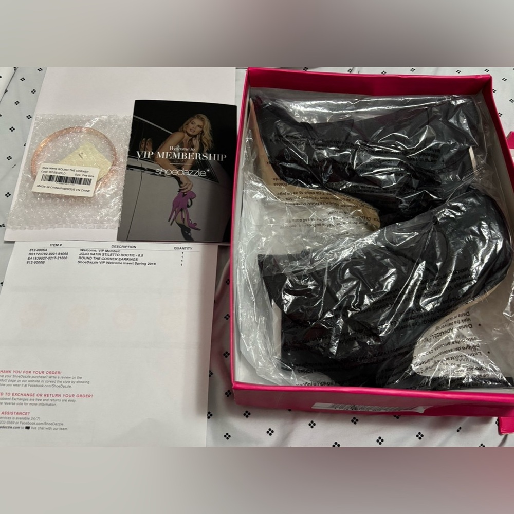 (NEW) Shoedazzle bundle Black Open-toe Boot/Heels (Size 6.5) + free earrings